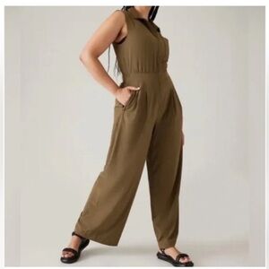 Athleta Brooklyn Wide-Leg Olive Jumpsuit